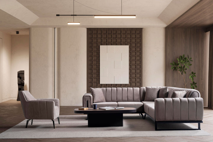 Paris Premium Ecksofa, bezaubernd in der warmen Sahara-Farbe