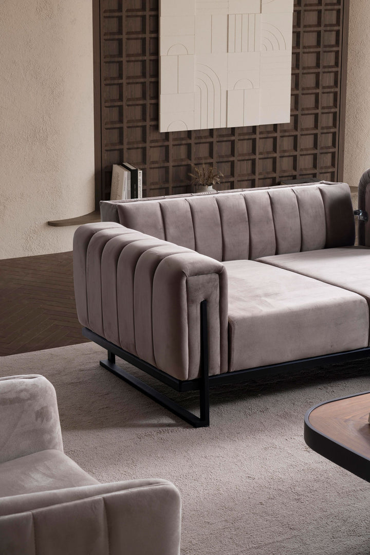Paris Premium Ecksofa, bezaubernd in der warmen Sahara-Farbe