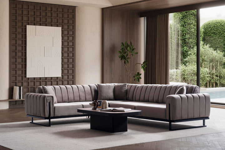 Paris Premium Ecksofa, bezaubernd in der warmen Sahara-Farbe
